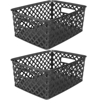 5five Opbergmanden - 2 stuks - 4 liter - Kunststof - Zwart