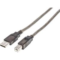 Manhattan USB-kabel USB 2.0 USB-A stekker, USB-B stekker 15.00 m Zwart Rond, Met LED 152389