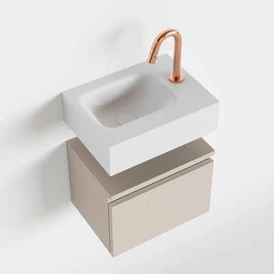 Toiletmeubel Mondiaz Andor | 40 cm | Meubelkleur Linen | Lex vrijhangend wastafel Talc Links | 1 kraangat