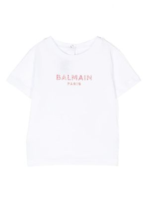 Balmain Kids t-shirt en coton à logo brodé - Blanc
