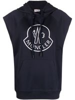 Moncler hoodie sans manches à logo imprimé - Bleu - thumbnail