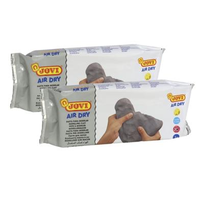 Kinder speelgoed klei - 2x - 500 gram - kleur betongrijs - Boetseer klei - boetseren - speelgoed