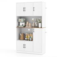Buffetkast met Stopcontact & Magnetronstandaard Keukenkast van Hout Wit