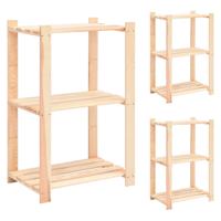 Opbergrekken 3-laags 3 st 60x38x90 cm massief grenenhout 150 kg