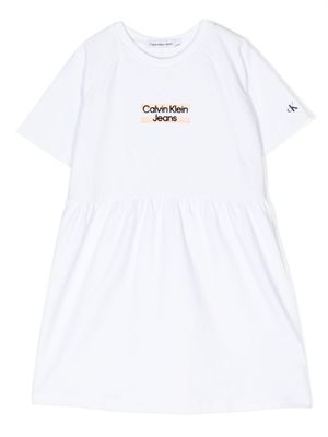 Calvin Klein Kids robe à logo brodé - Blanc