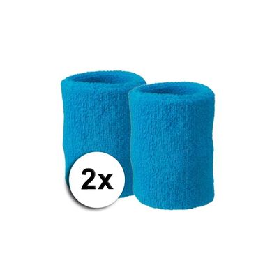 Goedkope zweetbandjes turquoise 2 stuks