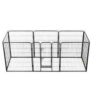 VidaXL Hondenren met 8 panelen 80x100 cm staal zwart