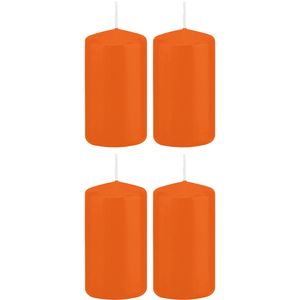 4x Oranje cilinderkaarsen/stompkaarsen 6 x 12 cm 40 branduren