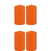 4x Oranje cilinderkaarsen/stompkaarsen 6 x 12 cm 40 branduren