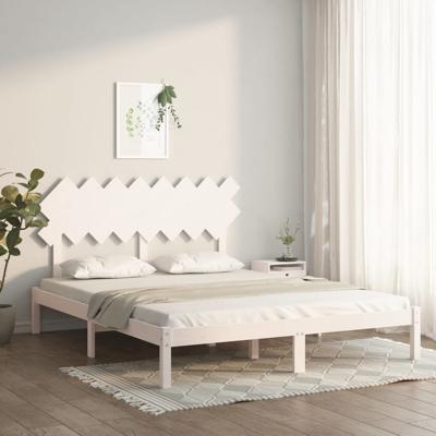 Bedframe massief hout wit 160x200 cm