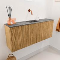Toiletmeubel Mondiaz Joya Dlux | 100 cm | Meubelkleur Oak | Faye wastafel Sombra Wasbak Midden | Zonder kraangat(en)