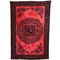 Authentiek Wandkleed Katoen Chakra Cirkel OHM Rood (215 x 135 cm) - thumbnail