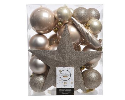 Kerstboomversiering Mix 33 st. - Parel - Decoris