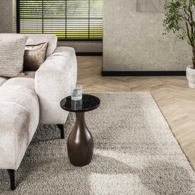 LifestyleFurn Ronde Bijzettafel 'Cassidi' Glas, 30cm, kleur Koper Antiek