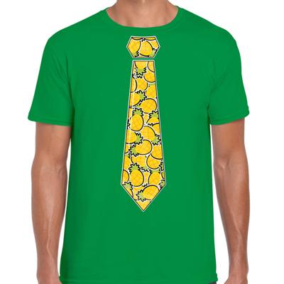 Verkleed T-shirt voor heren - ananas stropdas - groen - thema / foute party