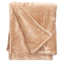 Fleece deken/plaid - beige - polyester - XL-formaat - 180 x 220 cm - Fluffy/zachte stof