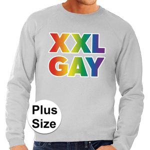 Grote maten XXL Gay regenboog sweater grijs voor heren