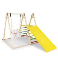 4-in-1 Indoor Klimrek Speeltuin met Babyschommel Rustplatform Klimhelling & Ladder Montessori-Klimsets-Multicolor