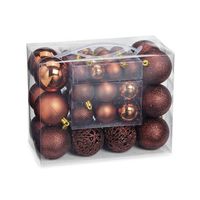 50x stuks kunststof kerstballen bruin 3, 4 en 6 cm - Kerstbal - thumbnail