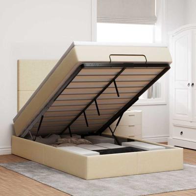 Ottoman bed met matras 120x200cm stof crèmekleurig