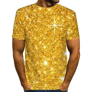 Voor heren Overhemd T-shirt feestkleding t-shirts Grafisch 3D Ronde hals Zilver Aangepaste afdruk blauw Goud Bruin 3D-afdrukken Casual Dagelijks Korte mouw Afdrukken Kleding Streetwear overdreven Lightinthebox