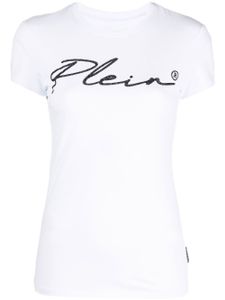 Philipp Plein t-shirt à logo orné de cristaux - Blanc