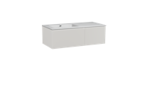 Storke Edge zwevend badmeubel 110 x 52 cm mat wit met Diva asymmetrisch linkse wastafel in composietmarmer hoogglans wit