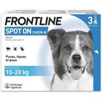 FRONTLINE 3 SPOT ON Antiparasitaire Pipetten voor Honden - 10 tot 20 kg - Vlooien, teken, luizen