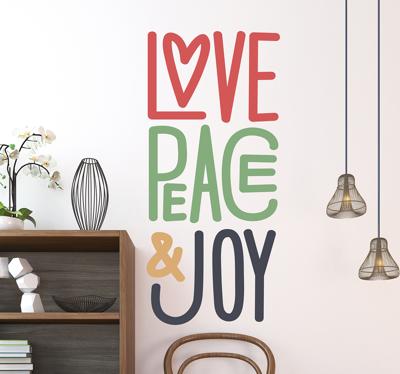 Love peace joy muursticker
