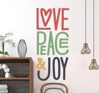 Love peace joy muursticker