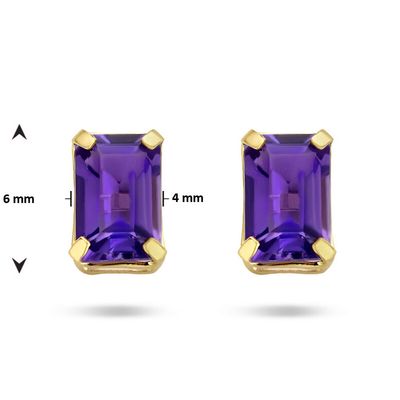 Oorknoppen geelgoud-amethyst 2 x 0.53 ct paars 4 x 6 mm