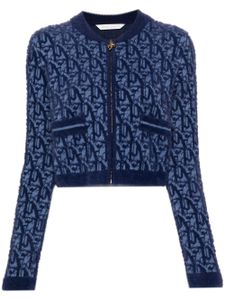 Palm Angels cardigan zippé à motif en jacquard - Bleu