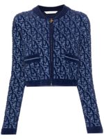 Palm Angels cardigan zippé à motif en jacquard - Bleu