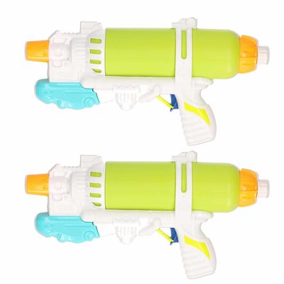 2x Waterpistolen/waterpistool groen/wit van 34 cm kinderspeelgoed