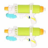 2x Waterpistolen/waterpistool groen/wit van 34 cm kinderspeelgoed 2x Waterpistolen/waterpistool groen/wit van 34 cm kinderspeelgoed