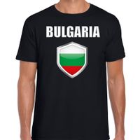 Bulgarije landen supporter t-shirt met Bulgaarse vlag schild zwart heren - thumbnail