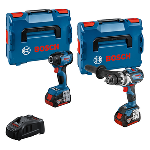 Bosch Blauw GSB 18V-110 Accuklopboor + GDR 18V-210 C slagschroevendraaier 18V 5,0Ah Li-Ion in L-BOXX - 0615990N2V