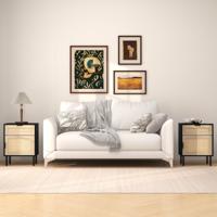 Nachtkastje Rattan 2-delige set Nachtkast met Lade en Kast 45 x 30 x 59 cm Zwart