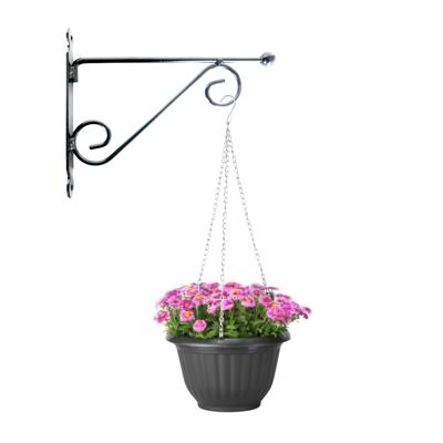 Hangpot + Muurhaak Pisa - antraciet - D25 cm - kunststof - metaal - tuinaccessoires