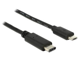 Delock USB-kabel USB 2.0 USB-C stekker, USB-micro-B stekker 1.00 m Zwart 83602