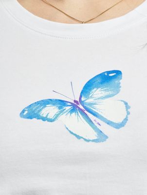 Mister Tee / t-shirt Butterfly Cropped in wit Mister Tee / t-shirt Butterfly Cropped in wit