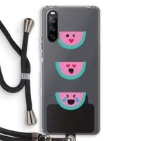 Smiley watermeloen: Sony Sony Xperia 10 III Transparant Hoesje met koord