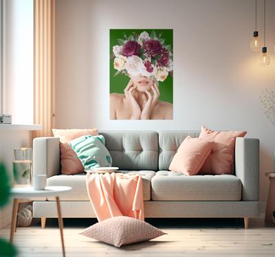 Vrouw met bloemen poster bloem