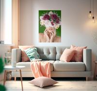 Vrouw met bloemen poster bloem