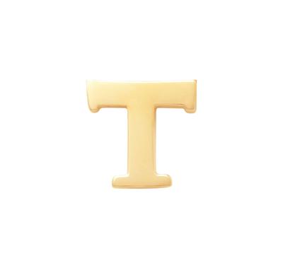 Minimalistische letter oorbelknopje - 14K GOUD - Goud - T