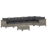 vidaXL 7-delige Loungeset met kussens poly rattan grijs