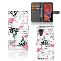 Samsung Galaxy Xcover 5 Telefoonhoesje met Pasjes Flamingo Triangle