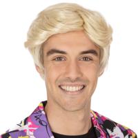 Carnaval verkleed ouderwetse herenpruik - blond - van vroeger en boyband stijl - thumbnail