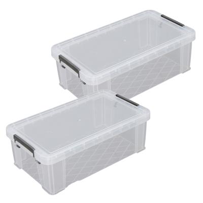 Allstore Opbergbox - 2x stuks - 5.8 liter - Transparant - 35 x 19 x 12 cm - kunststof - met deksel