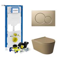 Geberit UP320 Toiletset Compleet | Inbouwreservoir | Wandcloset Salenzi Civita Mat Taupe | Drukplaat